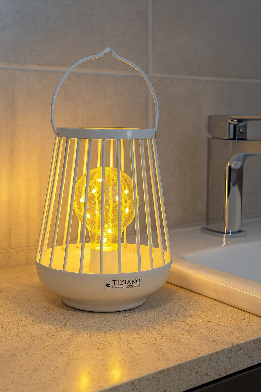 Metall-Licht Porte LED 15,5 cm creme-weiß