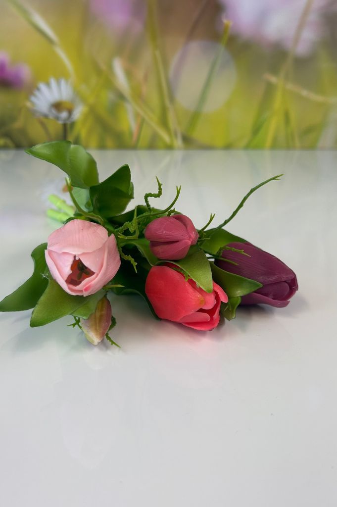 Deko 5er Tulpenbund 30cm rosa/lila