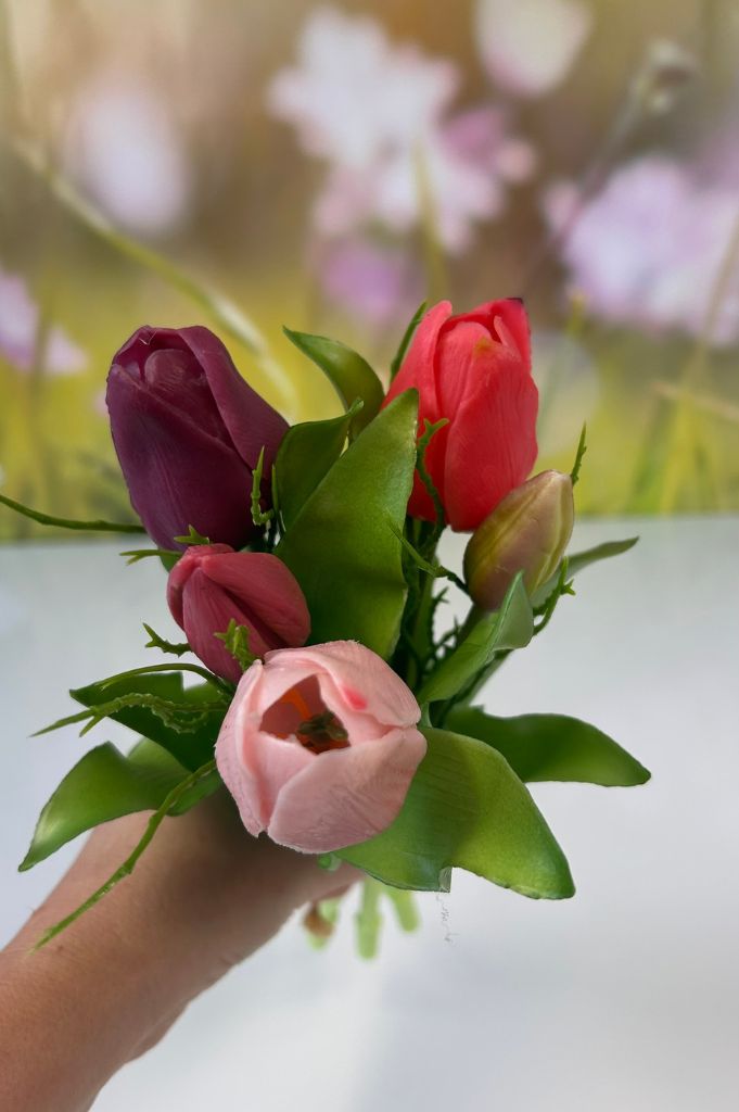 Deko 5er Tulpenbund 30cm rosa/lila