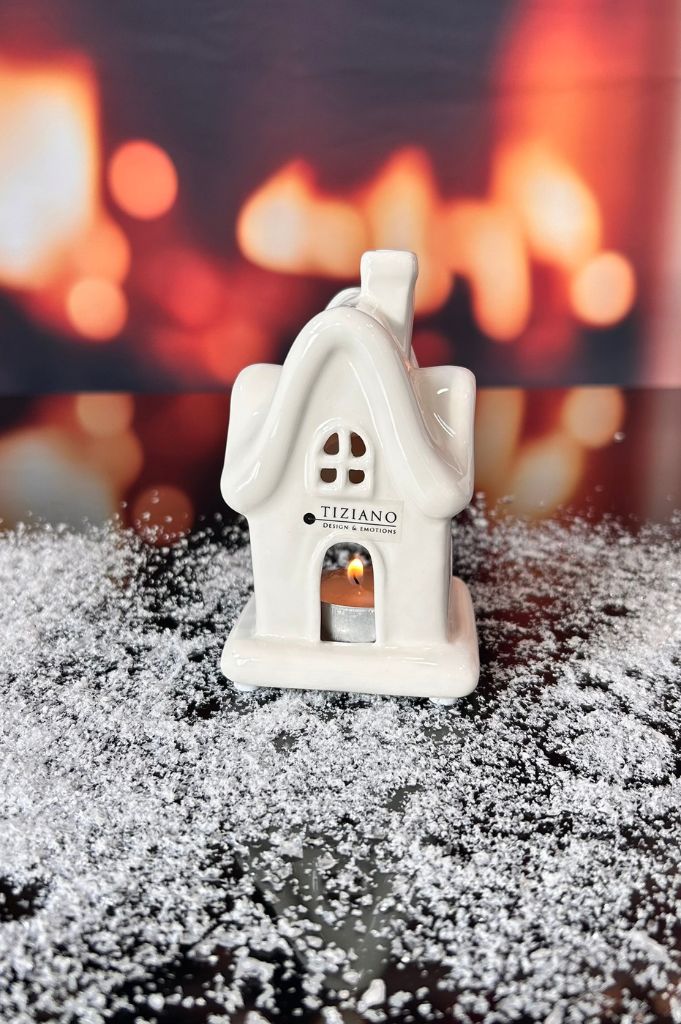 D4 Deko Teelichthaus Donino creme-weiß