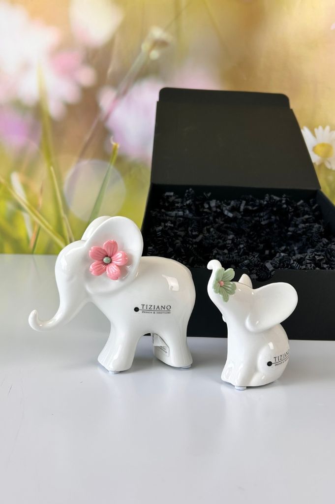 Geschenkbox Elefanten Leon mit Blume