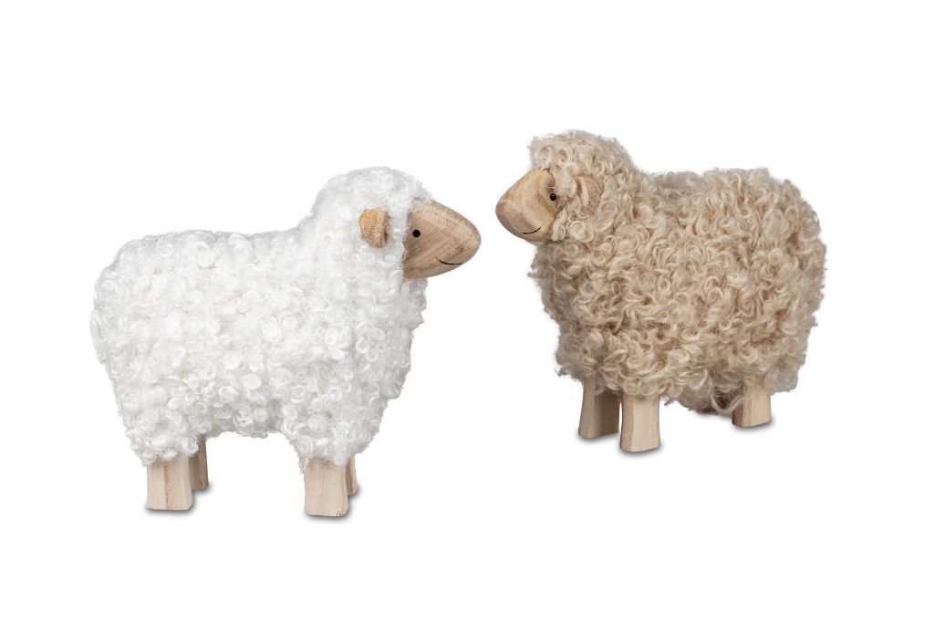Deko Schaf mit Wolle farbig