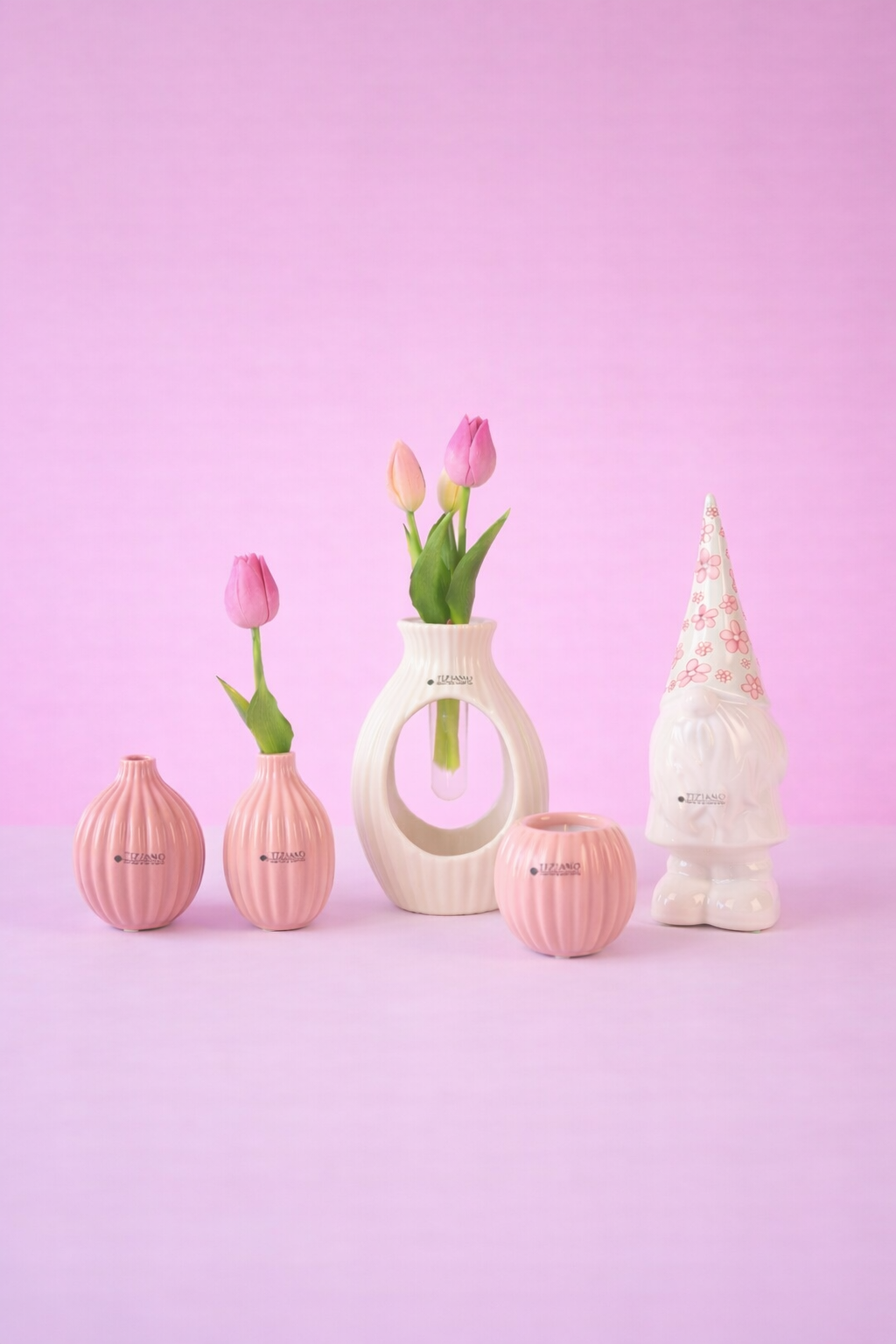 Dekoset Zwerg Geraldo+Prisma rosa+creme