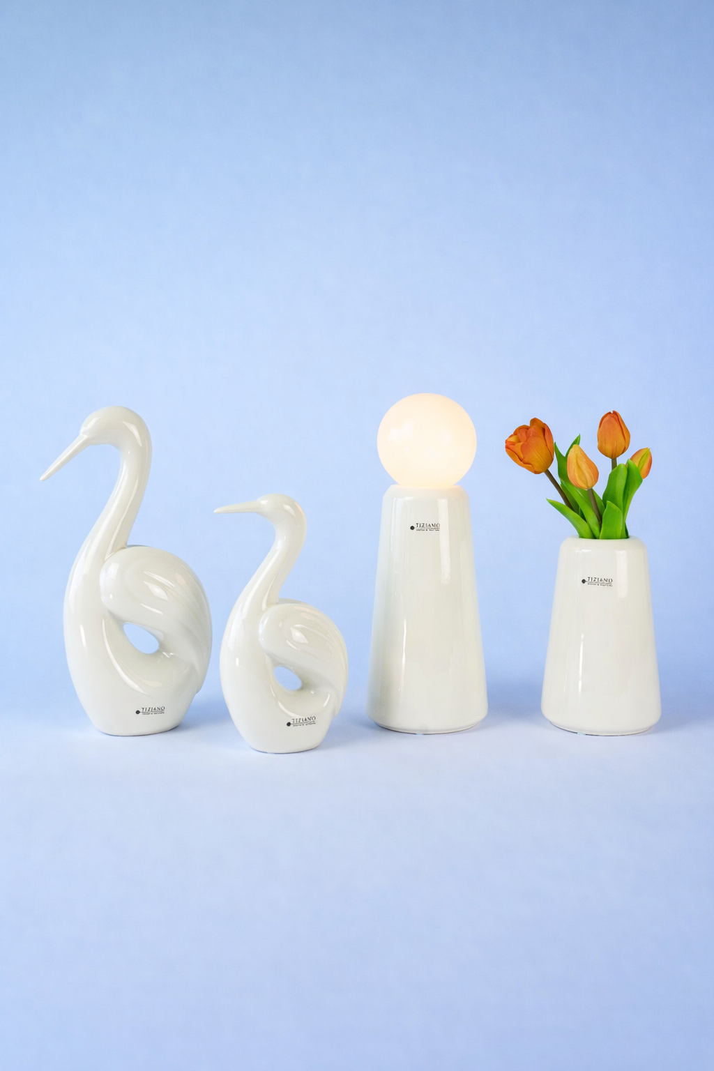 Dekoset Vogel Splendido L+Vase Luminara mit LED Birne