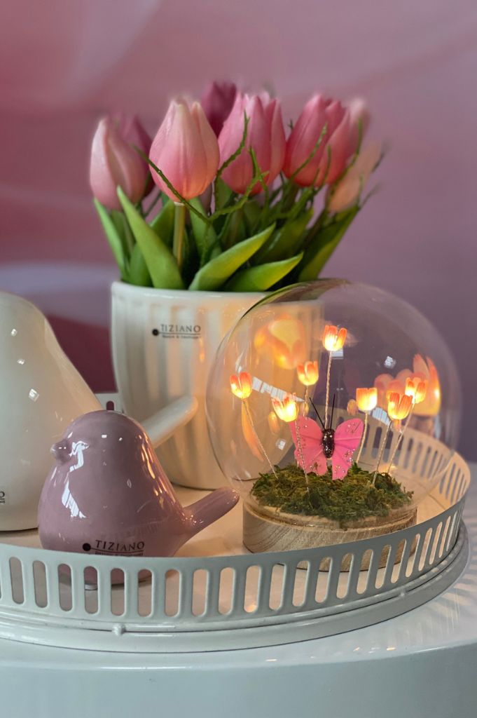 Dekoset Vogel Alfredo mit LED Tulpenlicht