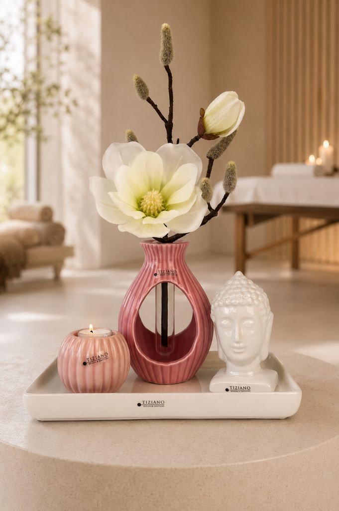 Dekoset Tablett Sendina mit Sumana und Vase Prisma