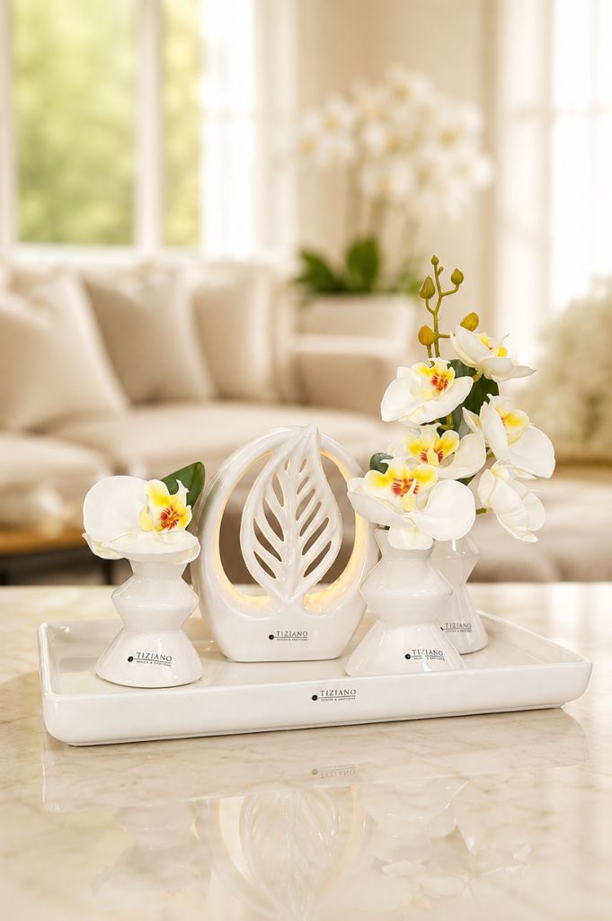 Dekoset Tablett Sendina+Vase Silandro+Denia im Ring