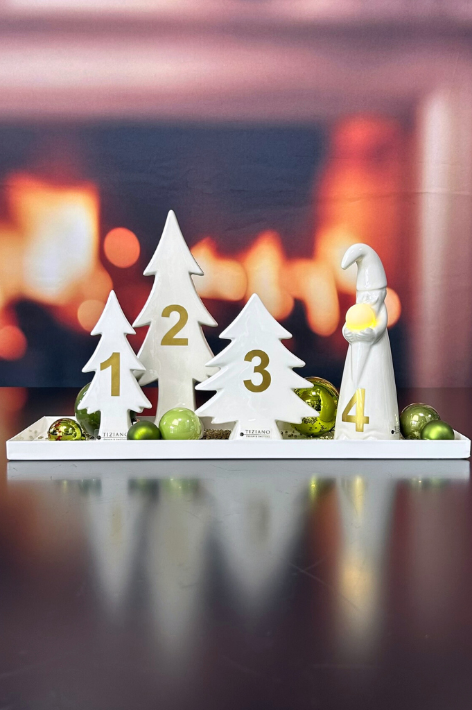 Dekoset Advent Metallschale Legri mit Baum Adelmo