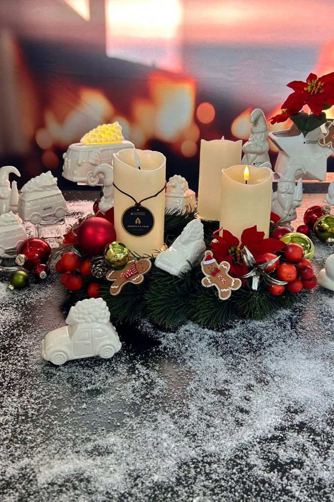 Adventskranz mit Kerze Sotto LED+Bus Caso+Herbie+Sam