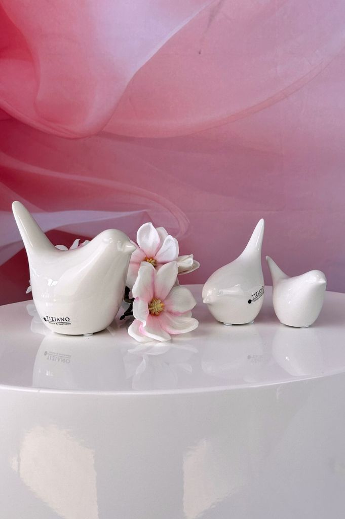 Deko Vogel Alfredo creme-weiß