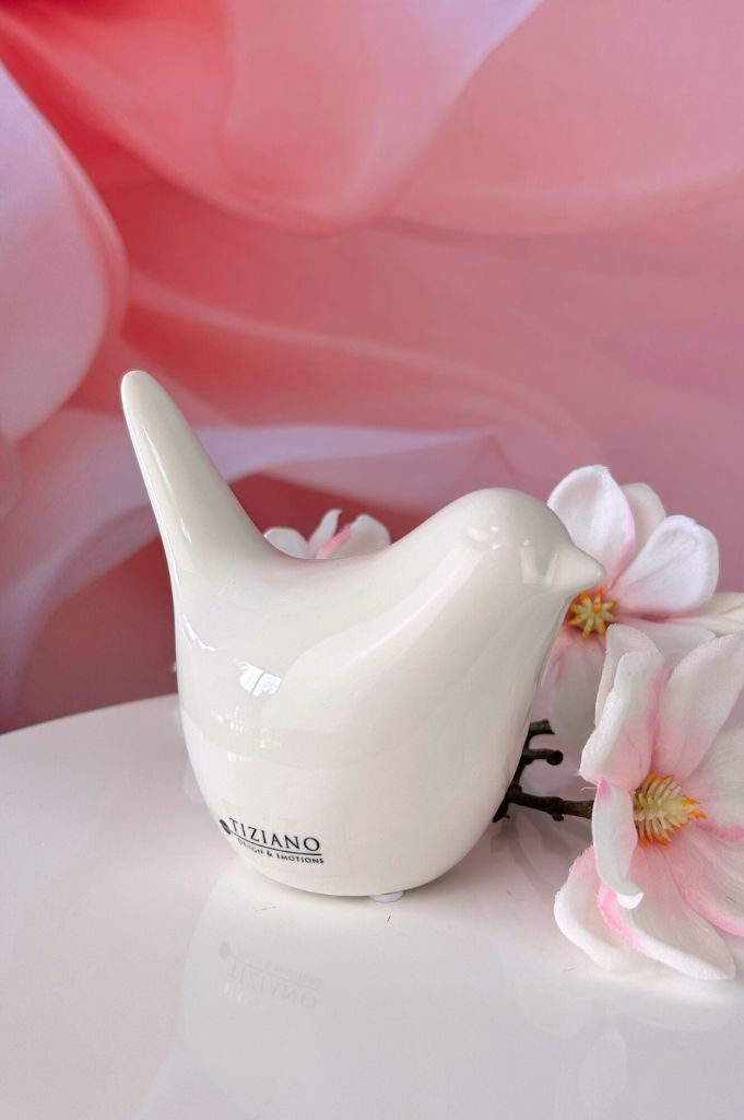 Deko Vogel Alfredo creme-weiß