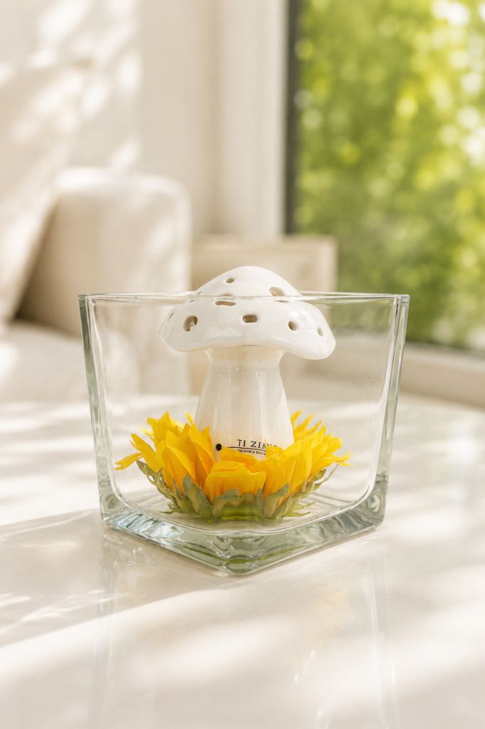 Dekoset Glas Alone mit LED Pilz und Sonnenblume