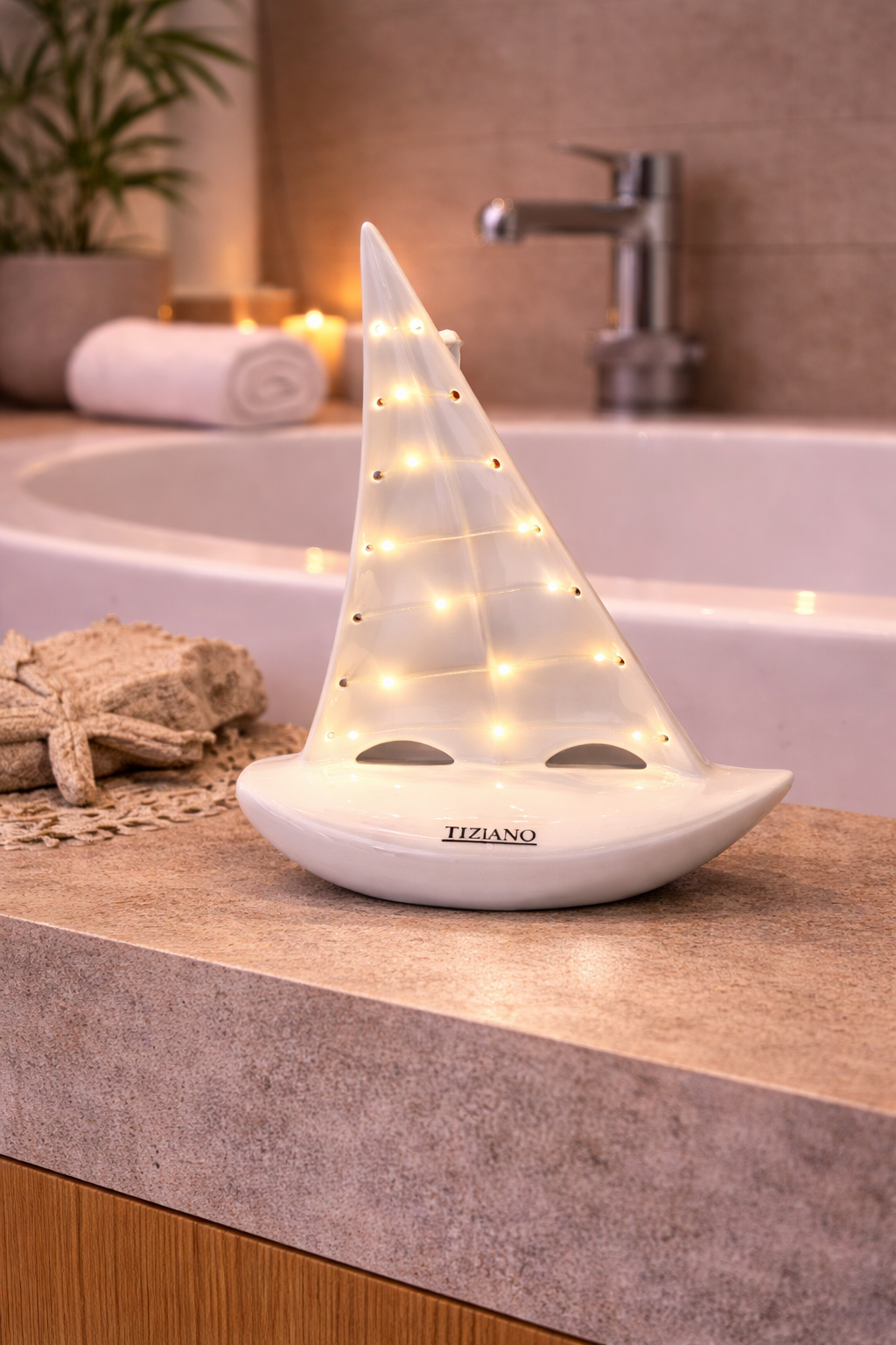 Deko Boot Andiamo LED weiß-creme