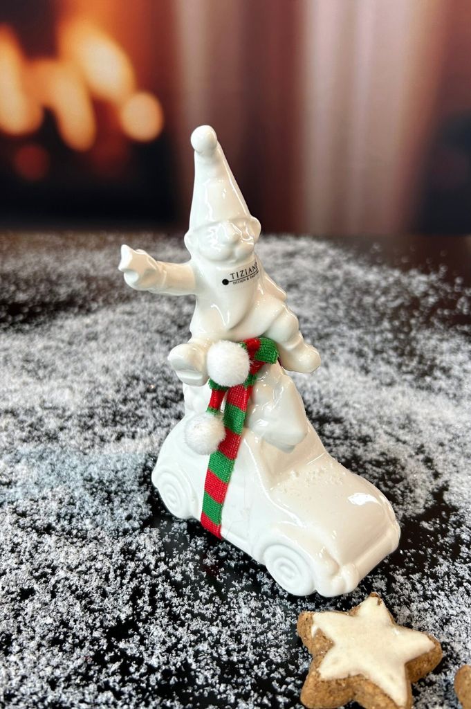 Dekoset Auto Herbie mit Santa Linus creme-weiß