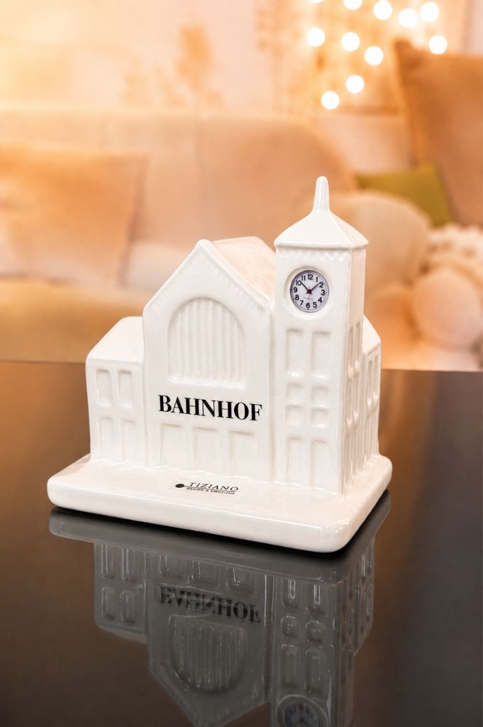 D14 Deko Bahnhof Mestrino 13cm creme-weiß
