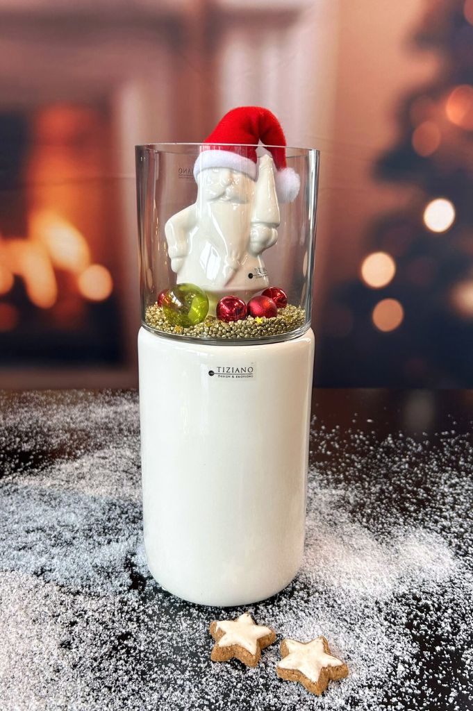 Dekoset Windlicht Bellagio mit Santa Sam und Mütze