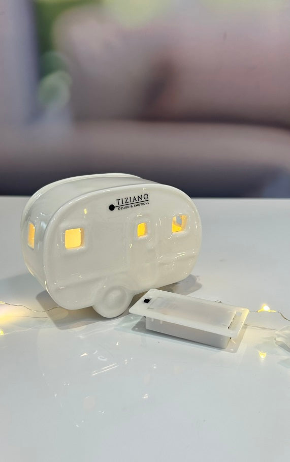 Deko Wohnwagen 13cm mit LED Lichterkette