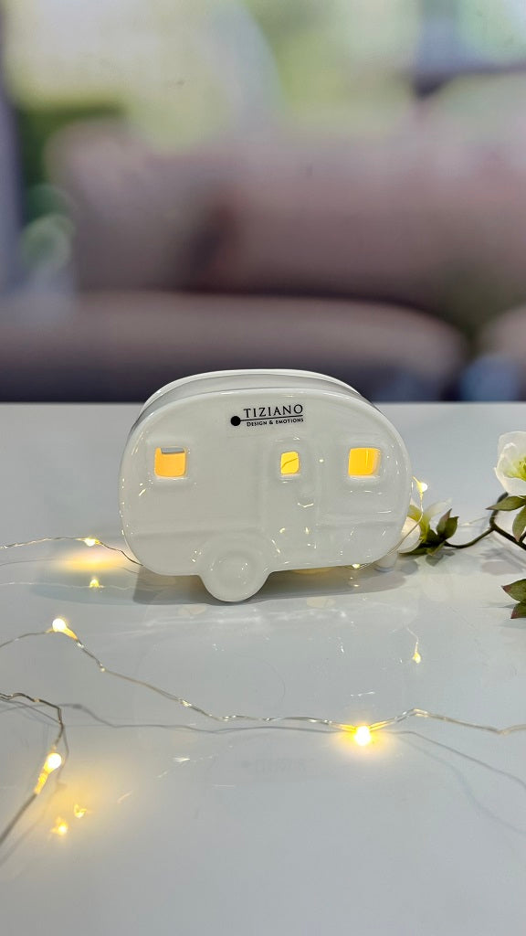 Deko Wohnwagen 13cm mit LED Lichterkette