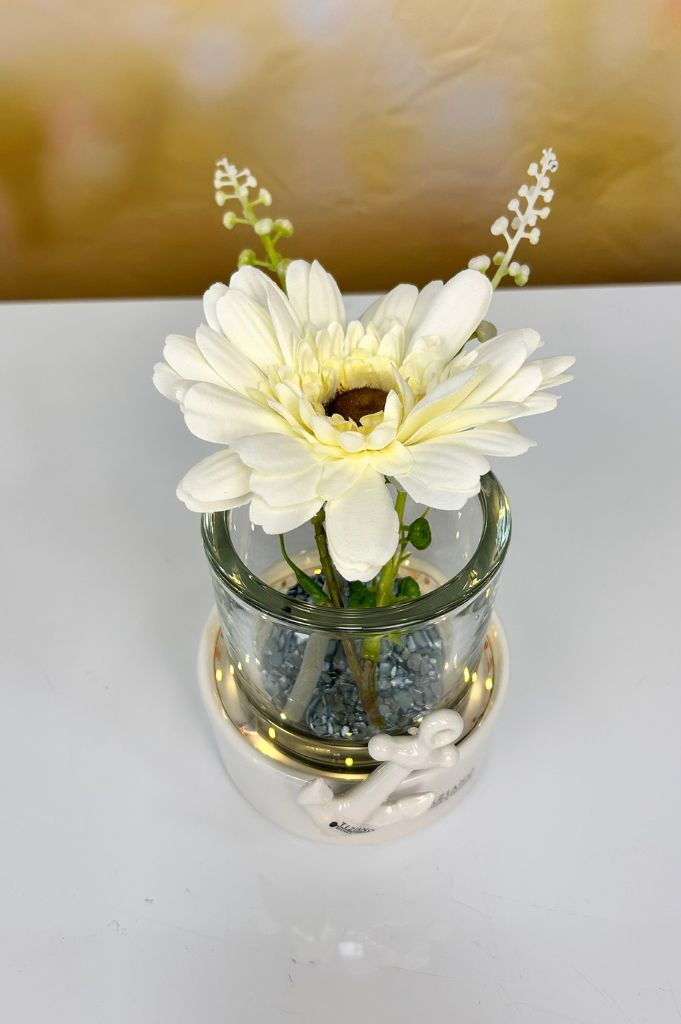 Dekoset Windlicht Castello LED mit Gerbera und Anker