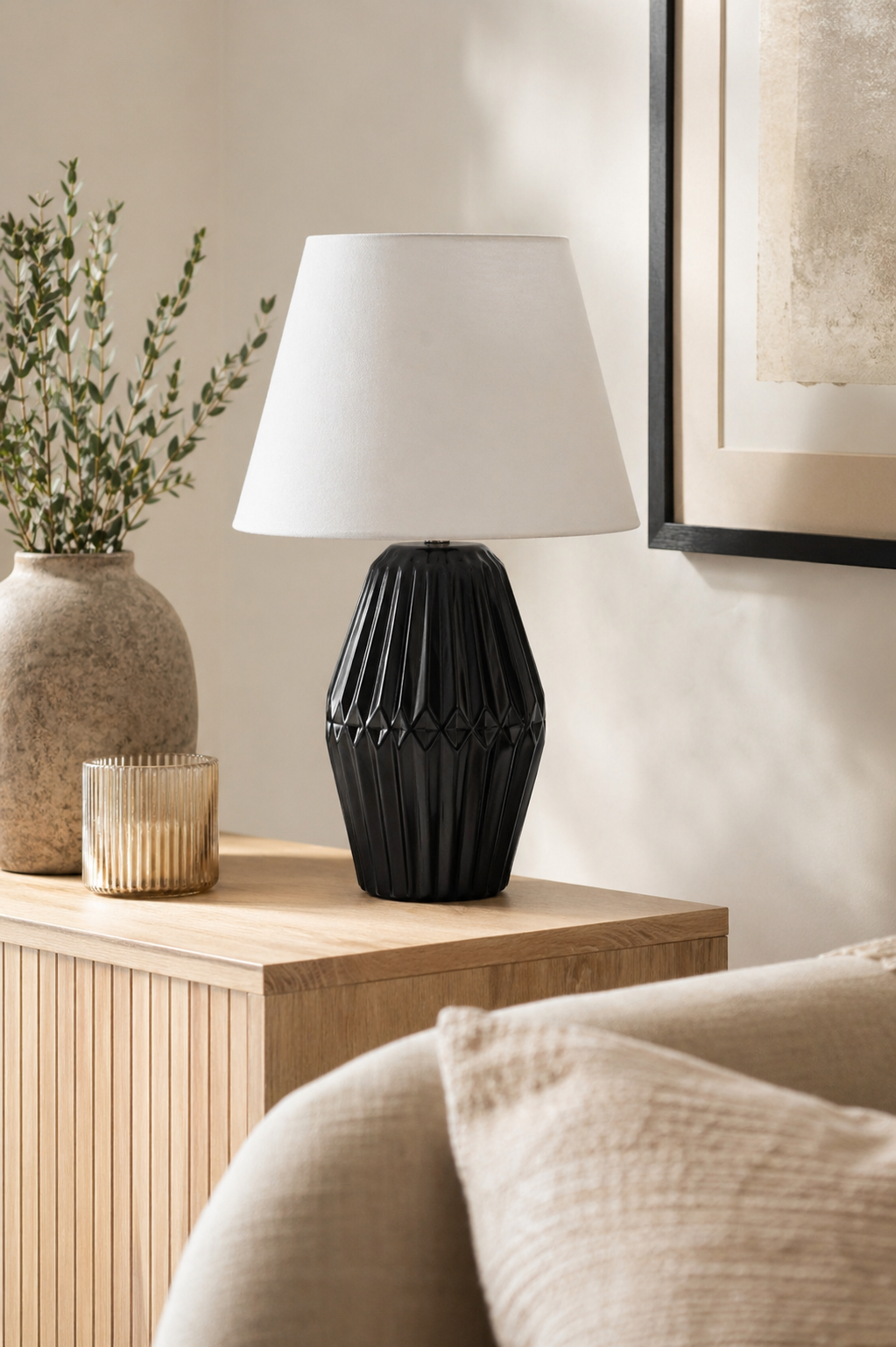 Deko Lampe 46cm hoch schwarz-matt
