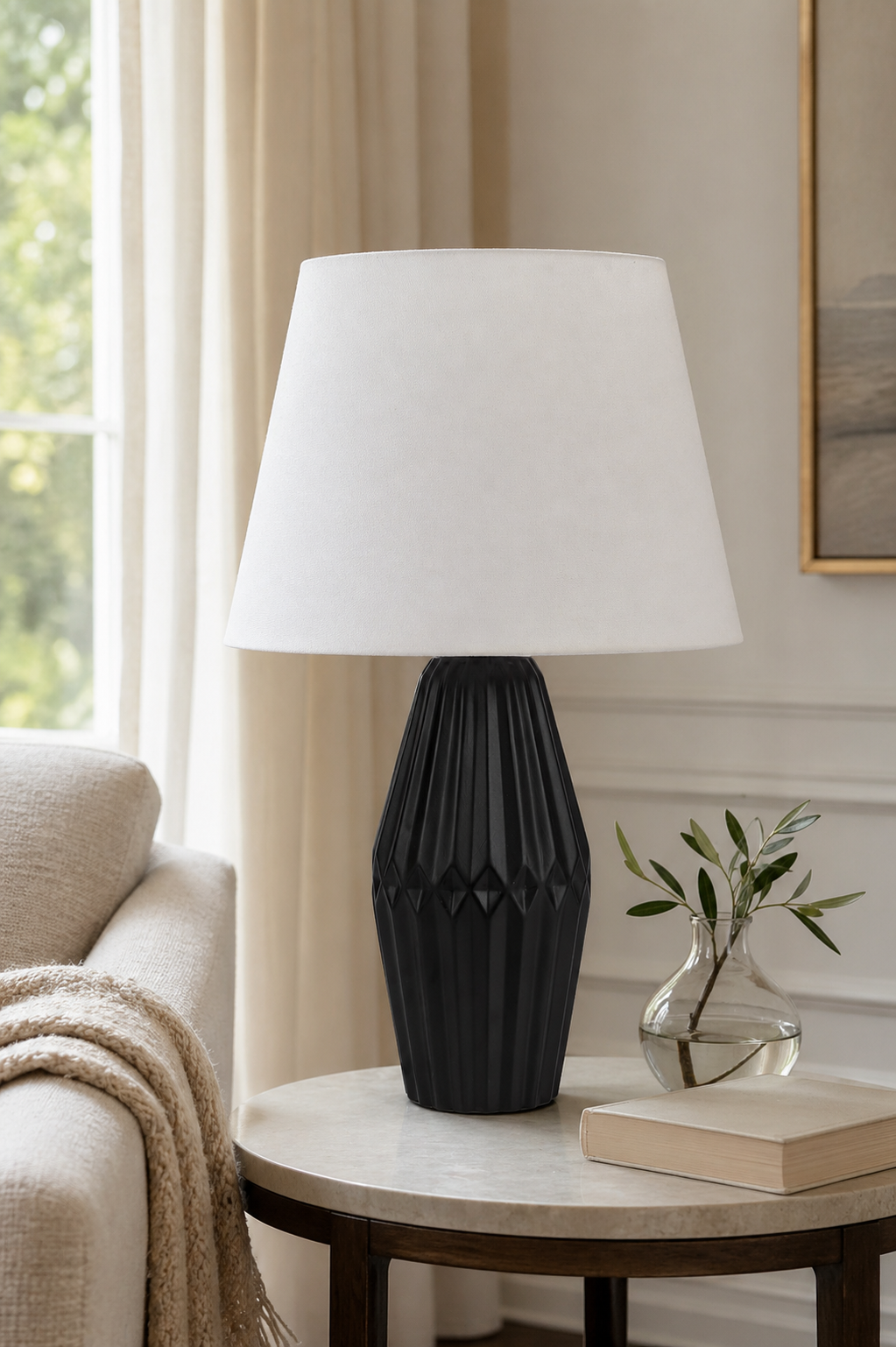 Deko Lampe 57cm hoch schwarz-matt