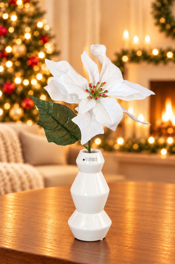 Deko Weihnachtsstern 45cm Velvet weiß
