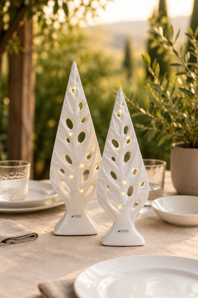 Dekoobjekt Baum Cipresso LED weiß-creme