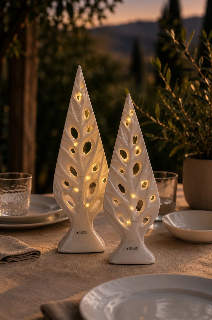 Dekoobjekt Baum Cipresso LED weiß-creme