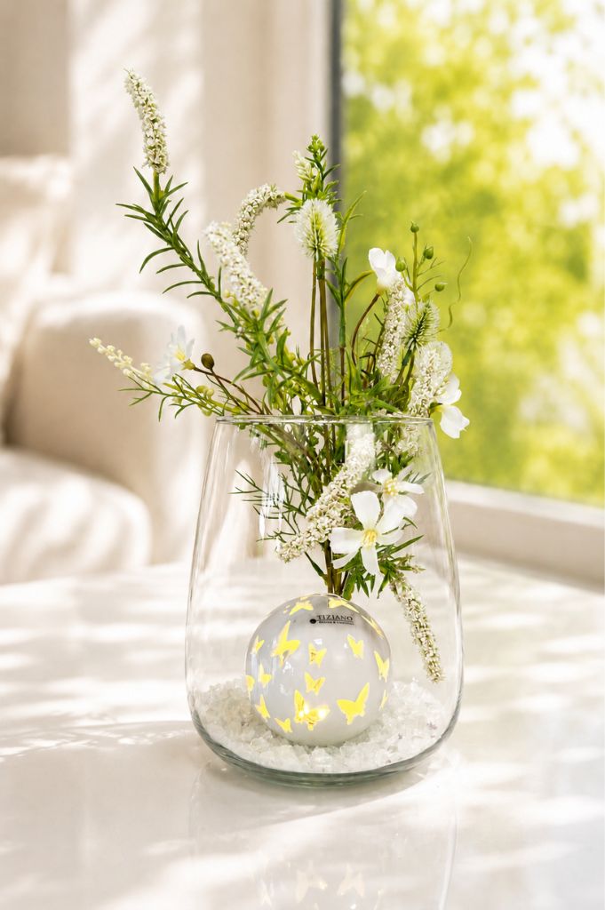 Dekoset Windlicht Collina mit Kugel Ciliana LED + Lavendel