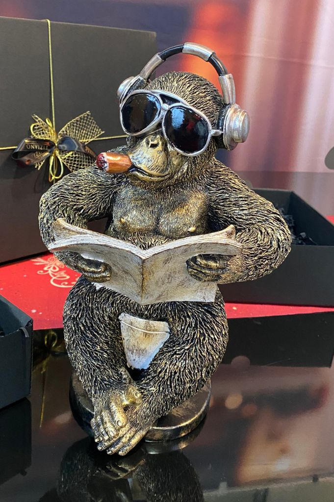 Deko Affe sitzend 30cm auf Toilette