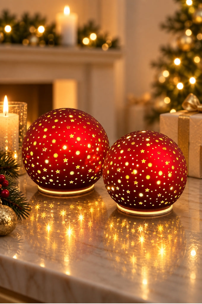 Deko Lichtkugel LED Sterne rot