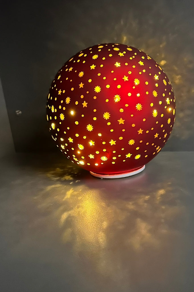 Deko Dreh Kugel LED Sterne rot