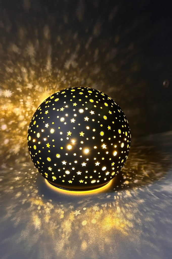 Deko Dreh Kugel LED Sterne schwarz