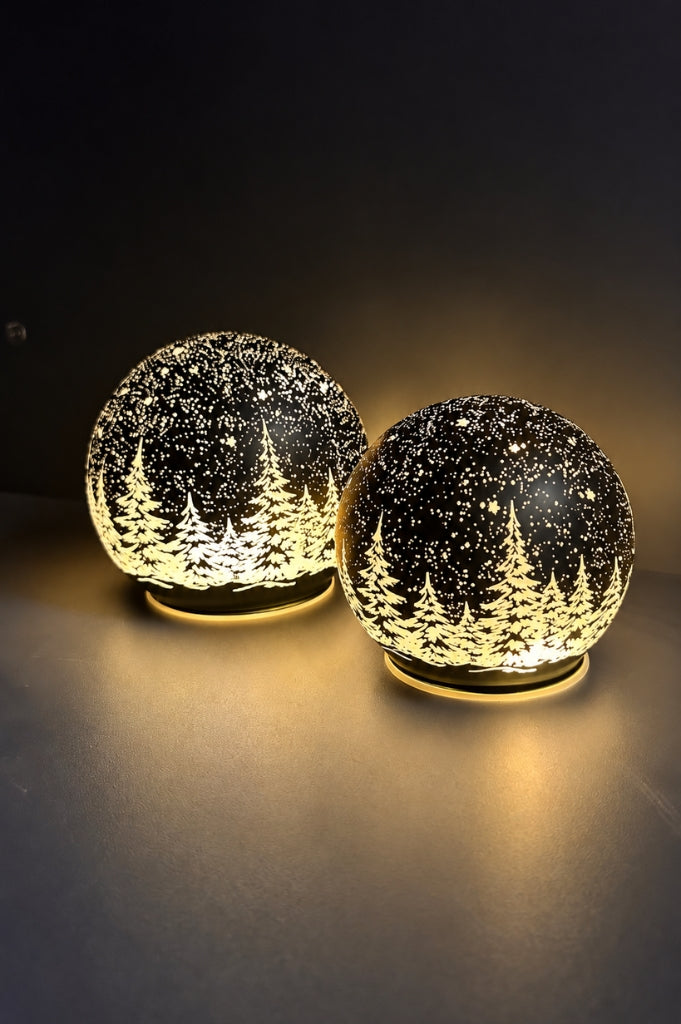 Deko Dreh Kugel LED Winternacht schwarz