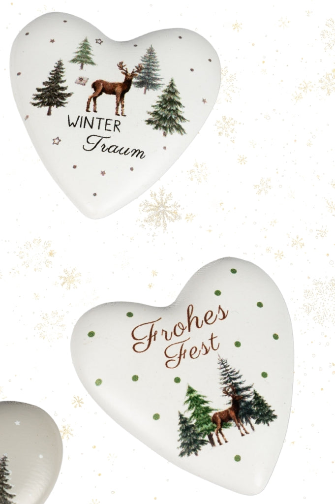 Deko Herzen 6cm Winter mit Botschaft