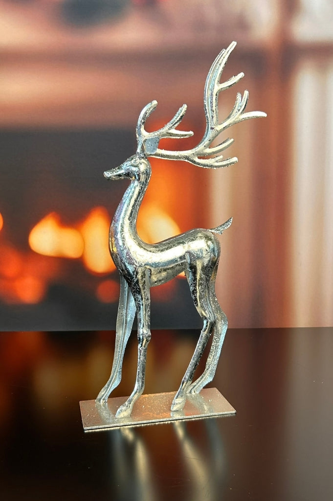 Deko Hirsch 49cm Metall silber