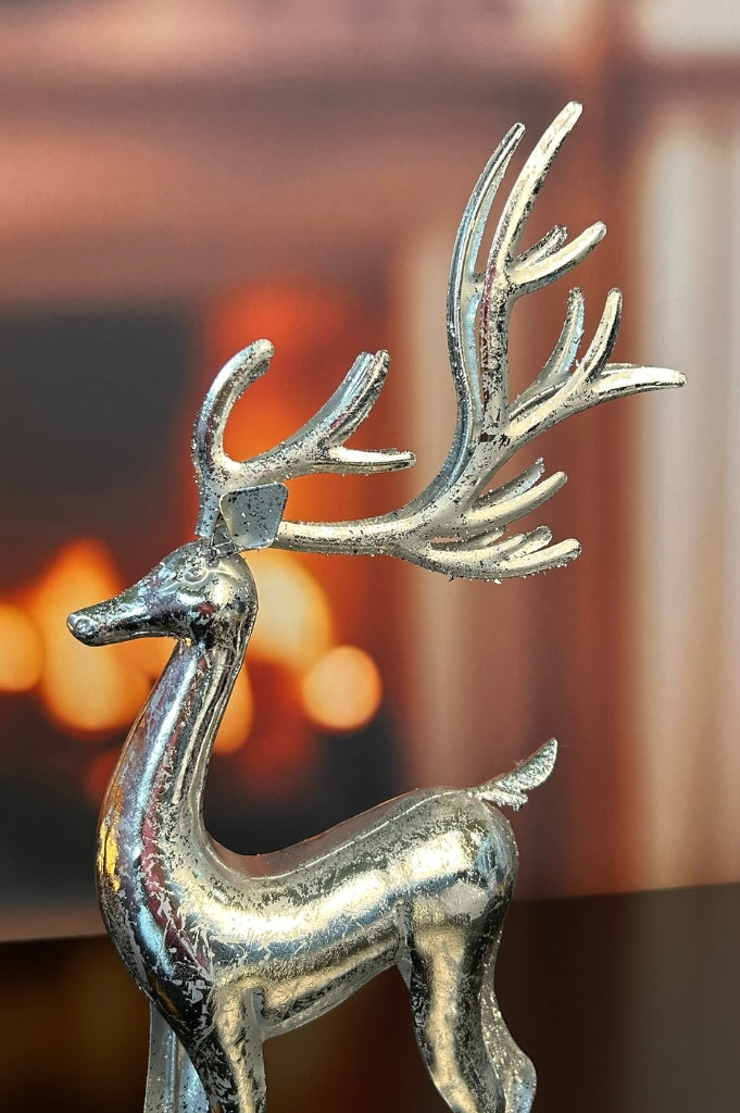 Deko Hirsch 49cm Metall silber