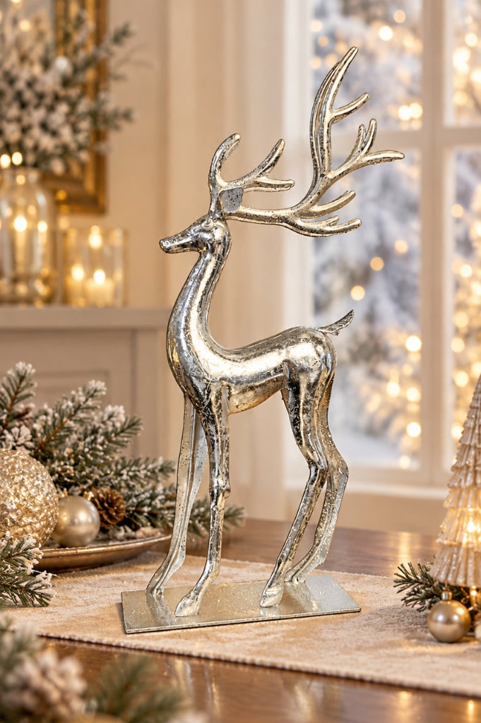 Deko Hirsch 49cm Metall silber