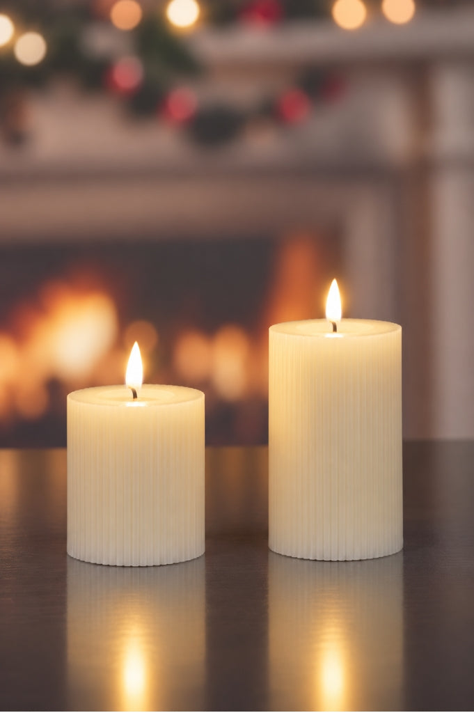 Deko LED Kerzen Streifen creme