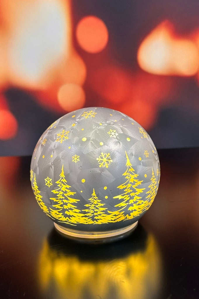 Deko Lichtkugel LED Wald Frosty silber