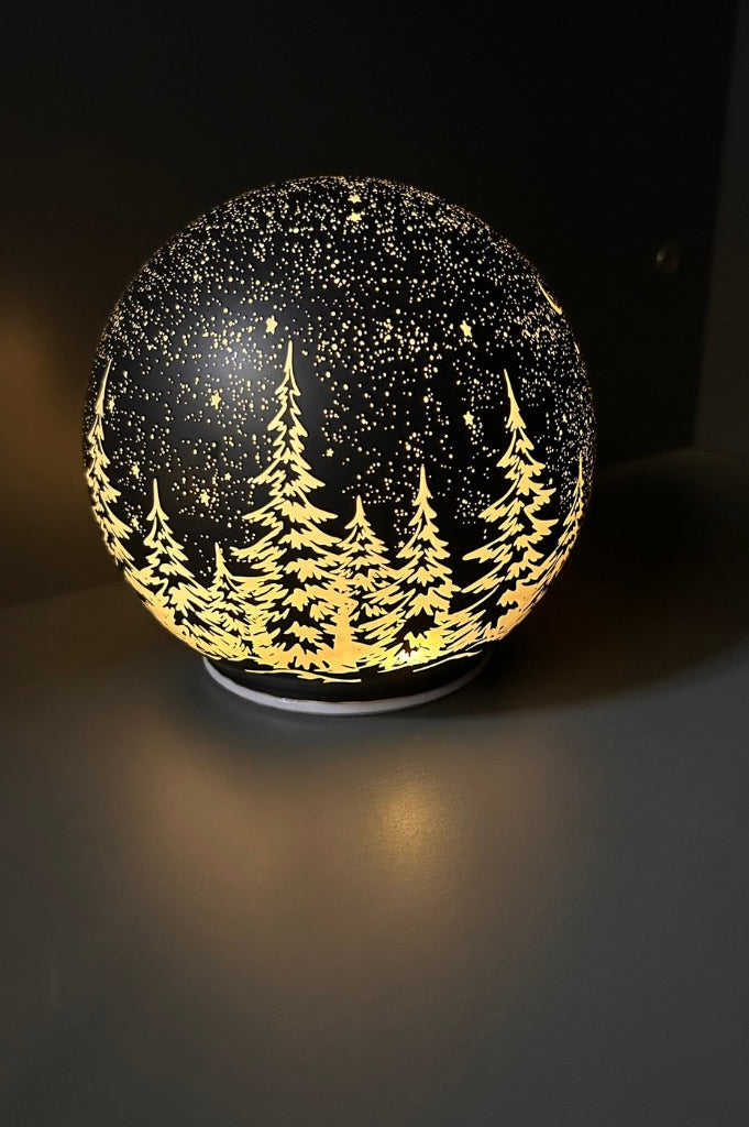 Deko Dreh Kugel LED Winternacht schwarz