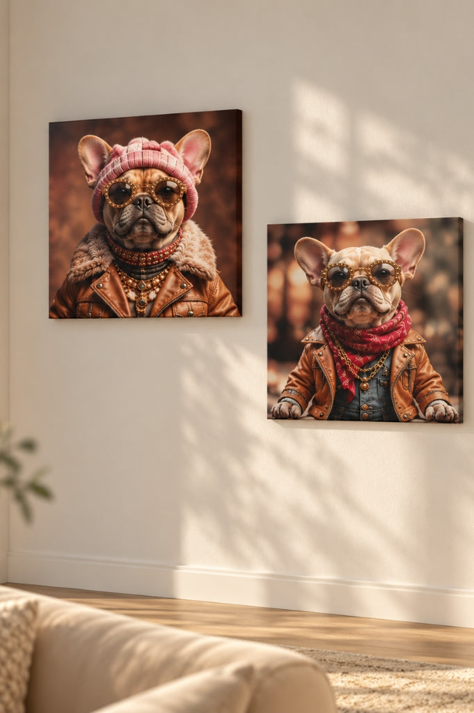 Deko Wandbild Hund 50x50cm in 2 Versionen