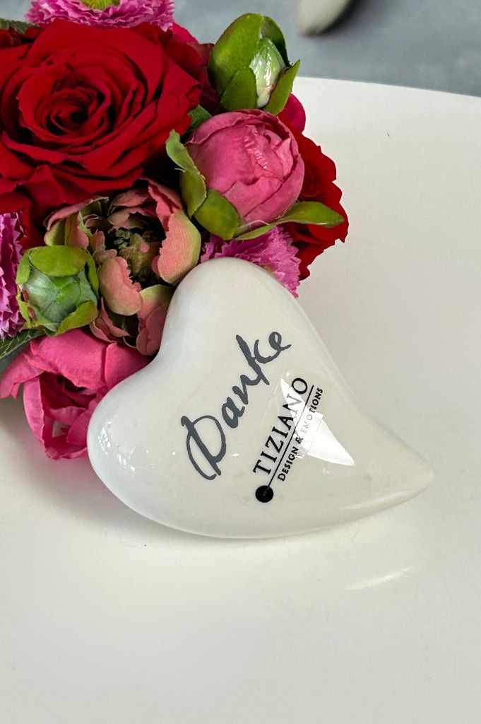 Dekoherz Amore 6cm "Danke" creme-weiß