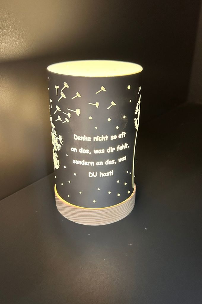 2er Set Dekolicht mit Schrift Denke...+Lebe... anthrazit