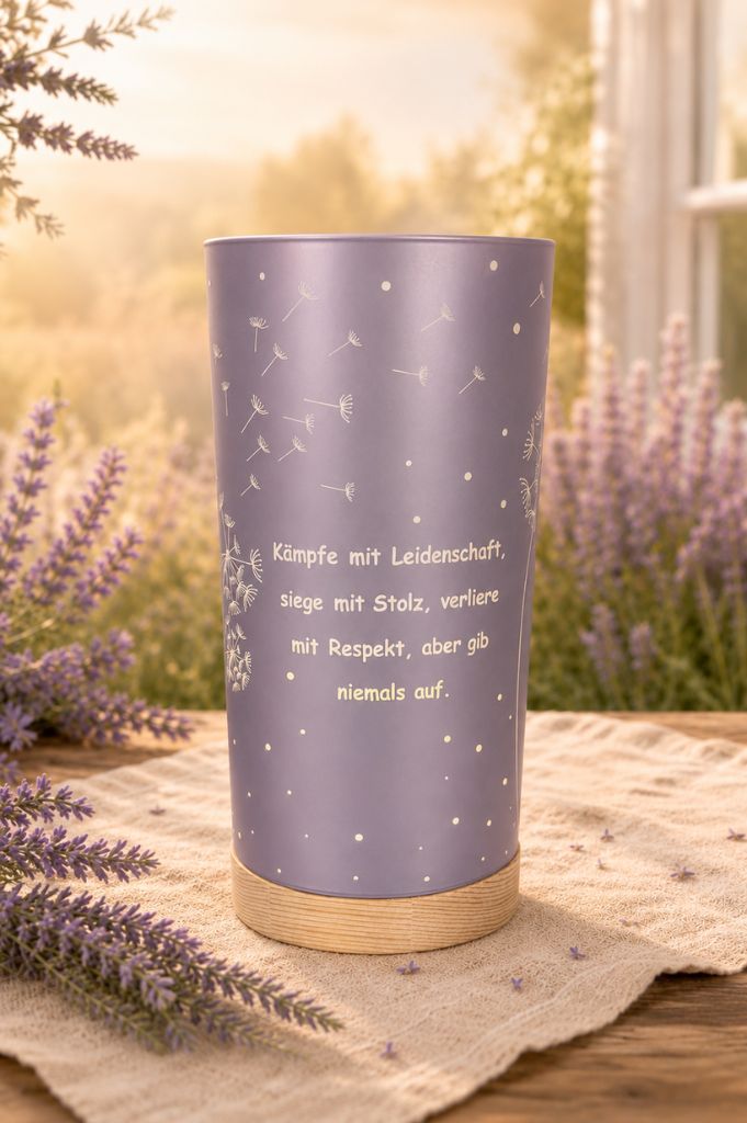 Deko Licht Pusteblume LED 20cm mit Sprüchen lila