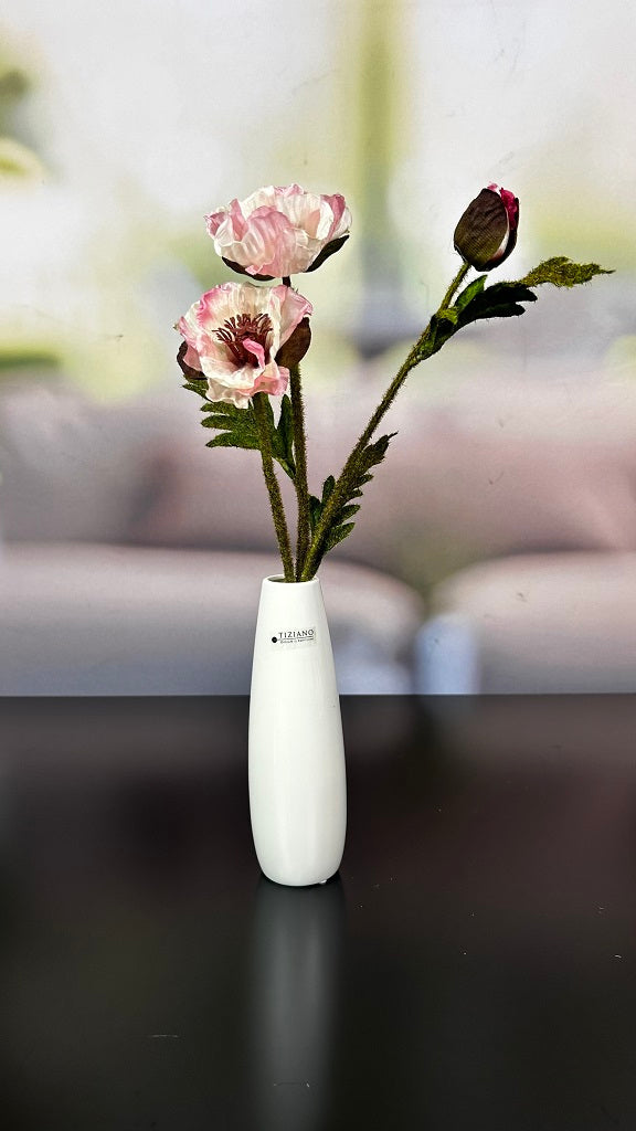 Mohn 2 Blüten/1 Knospe rosa