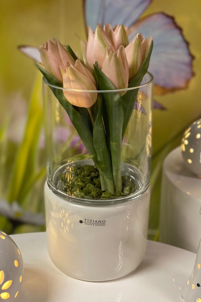 Dekoset Bellagio mit Tulpen Rosa