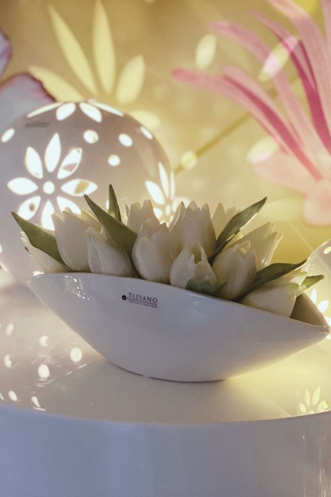 Dekoset Pisello mit Tulpen creme