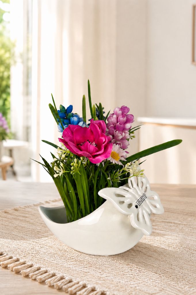 Dekoset Schale Porto mit Blumen+Schmetterling Marilin