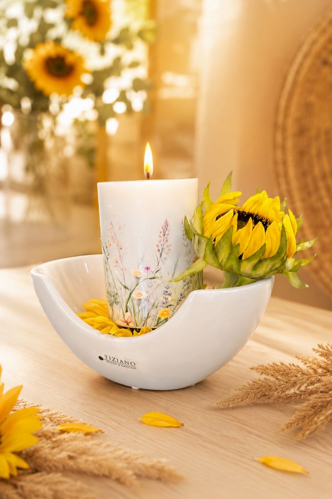 Dekoset Schale Piceno mit LED Kerze Blumenwiese